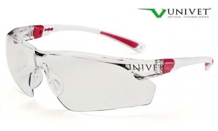 506up safety spec high spec coloured frame anti-mist anti scratch lens white / pink frame