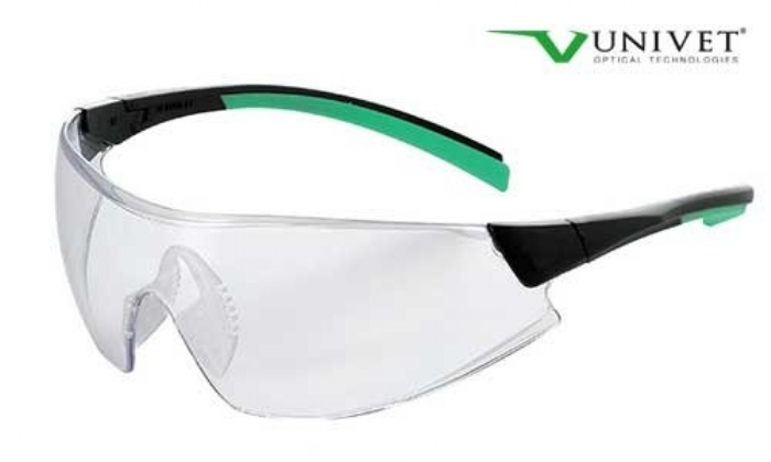 546 lightweight wrap style safety spec anti-scratch anti-mist clear lens black/green frame