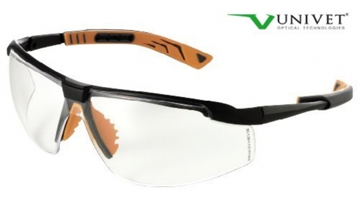 5X8 effective safety spec with anti-scratch clear lens black/orange frame