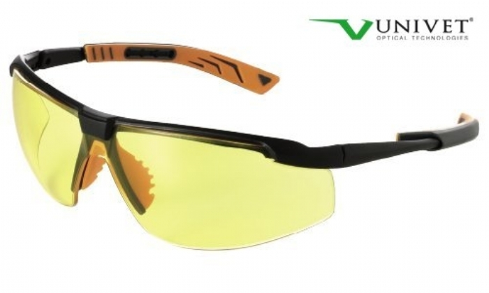 5X8 effective safety spec with anti-scratch anti mist yellow lens black/orange frame