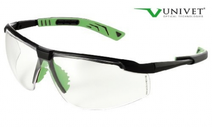 5X8 effective safety spec with anti-scratch anti mist clear lens gun metal/green frame