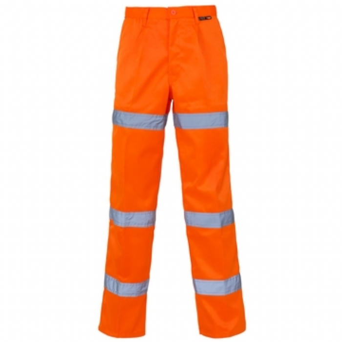 Hi Vis Orange 3 Band Polycotton Trousers