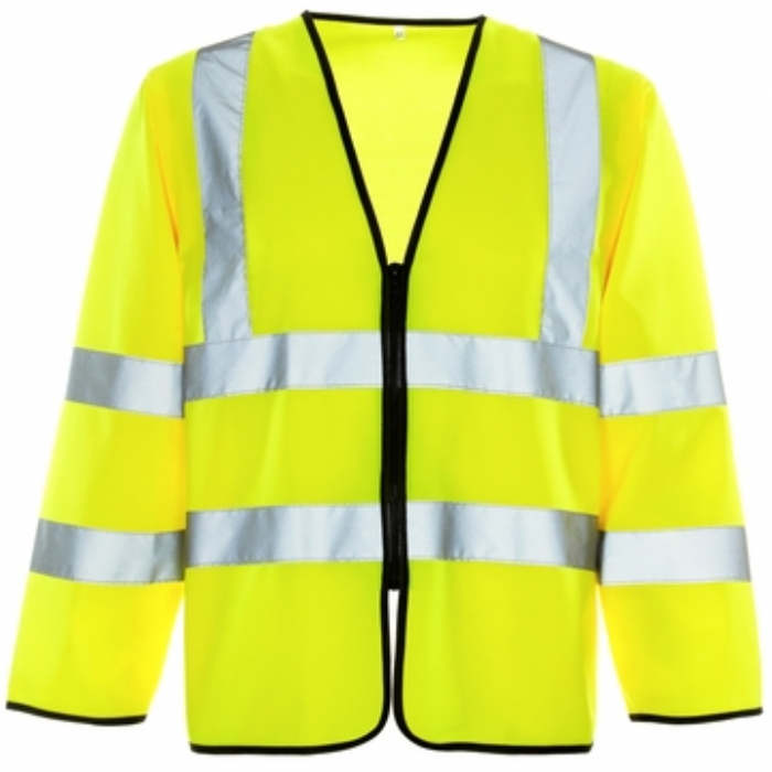 Supertouch Hi Vis Yellow Long Sleeved Zip Vest