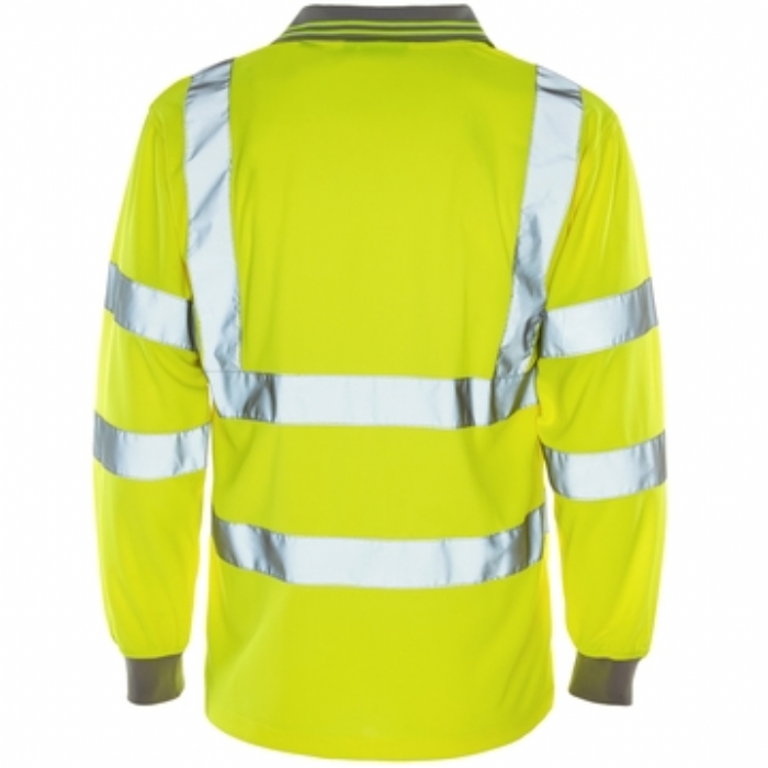 Hi Vis Yellow Long Sleeved Bird Eye Polo Shirt