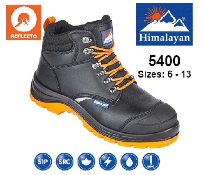 HIMALAYAN   Black Leather Upper Reflecto Safety Boot with Steel Toe Cap and Midsole