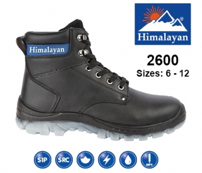 HIMALAYAN   Black Leather Upper Safety Ankle Boot with Steel Toe Cap and Midsole