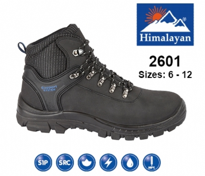 HIMALAYAN  Black Leather Upper Safety Hiker With Steel Toecap And Midsole