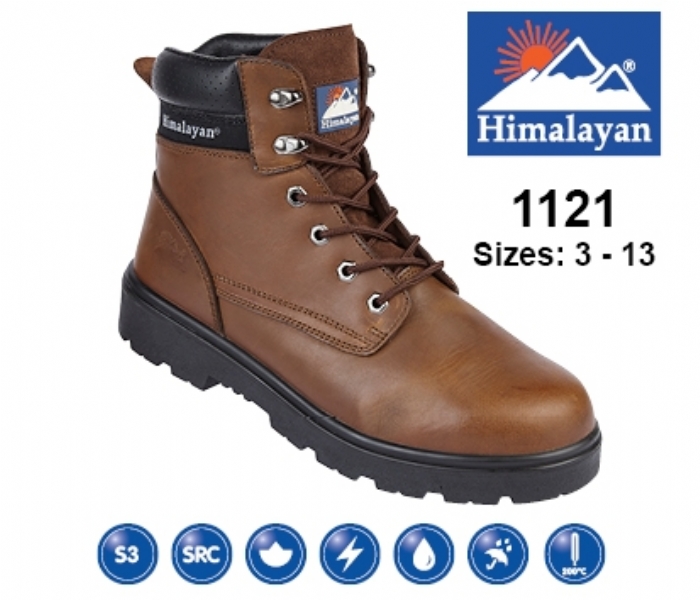 HIMALAYAN  Brown Leather Safety Ankle Boot With Steel Midsole And Toecap 