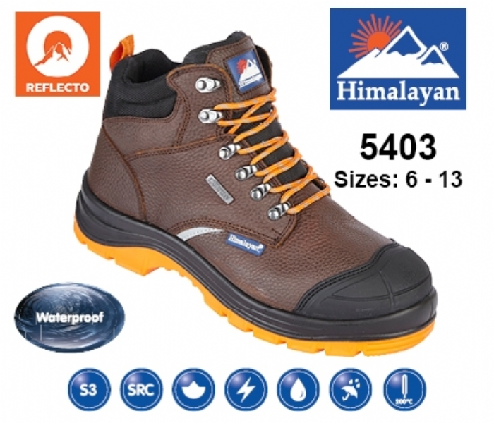 HIMALAYAN  Brown Leather Upper Reflecto Waterproof Safety Boot With Steel Midsole And Toecap
