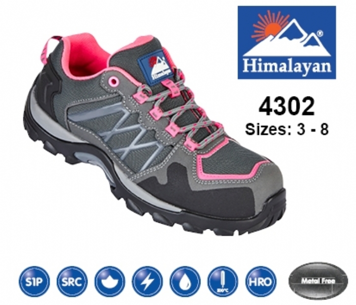 HIMALAYAN  Ladies Pink/Grey Leather/Mesh Cross Trainer with Metal Free Toecap and Midsole