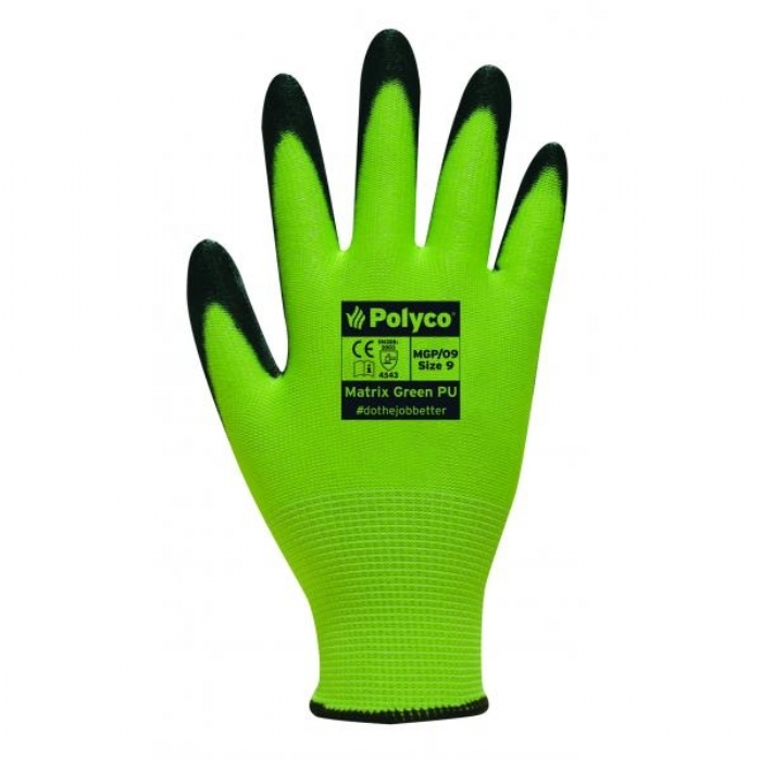 ASTMGP Matrix Green PU Reusable Gloves