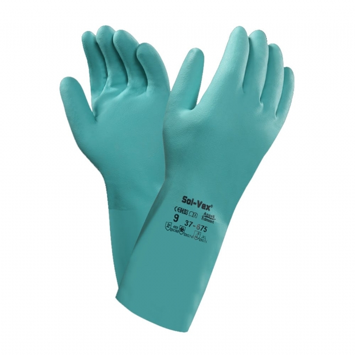 ANSELL ALPHATEC SOLVEX 37-675 NITRILE CHEMICAL-RESISTANT GAUNTLETS