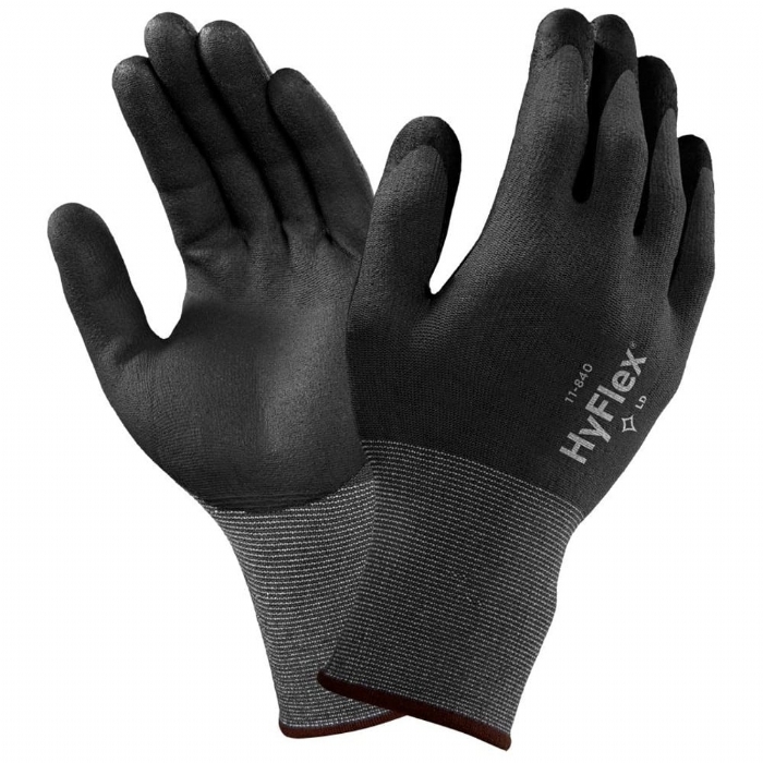 Ansell HyFlex 11-840 Fortix Palm-side Coated Black/Grey Gloves