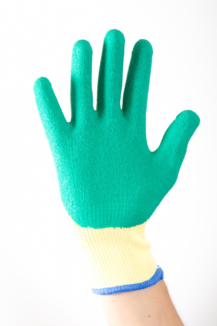  Aurelia Latex Grip Green - Green Crinkled Latex Palm Coated with Poly Cotton Liner Glove