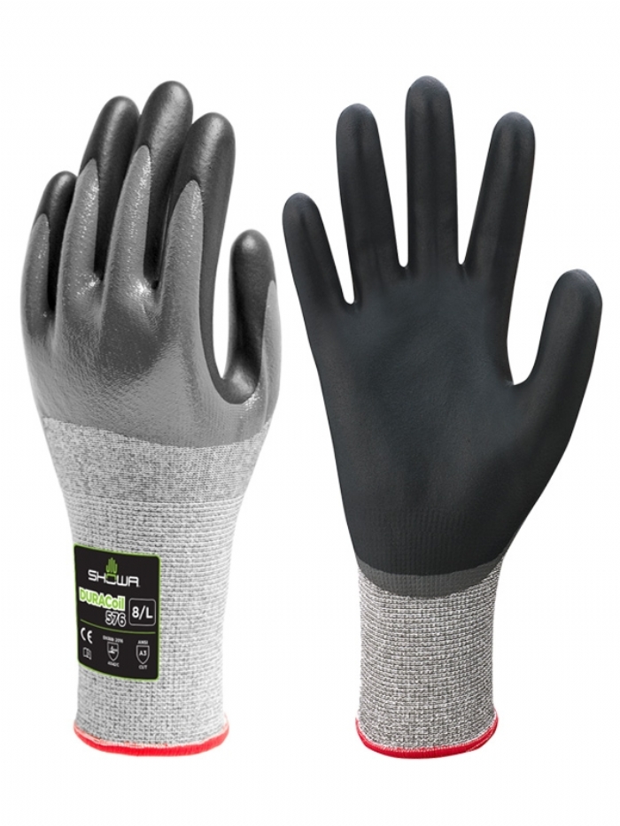 Showa Duracoil, Grey Foam, Nitrile Coated Cut Resistant Gloves