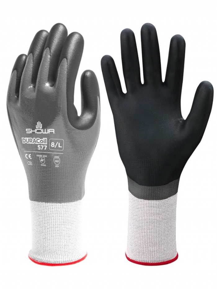 Showa Duracoil, Grey Foam, Nitrile Coated Cut Resistant Gloves