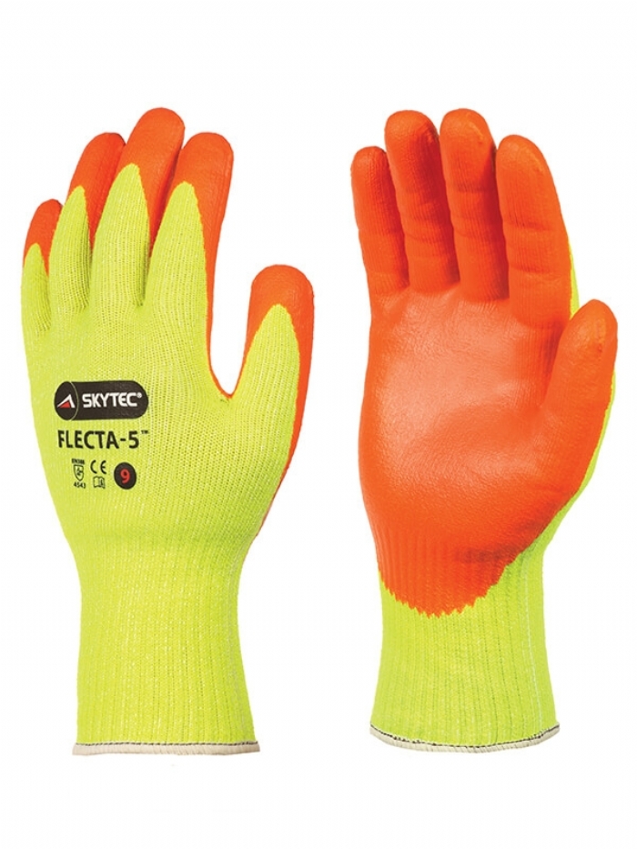 Skytec Flecta-5 High-Visibility Nitrile Foam Cut Level E Glove