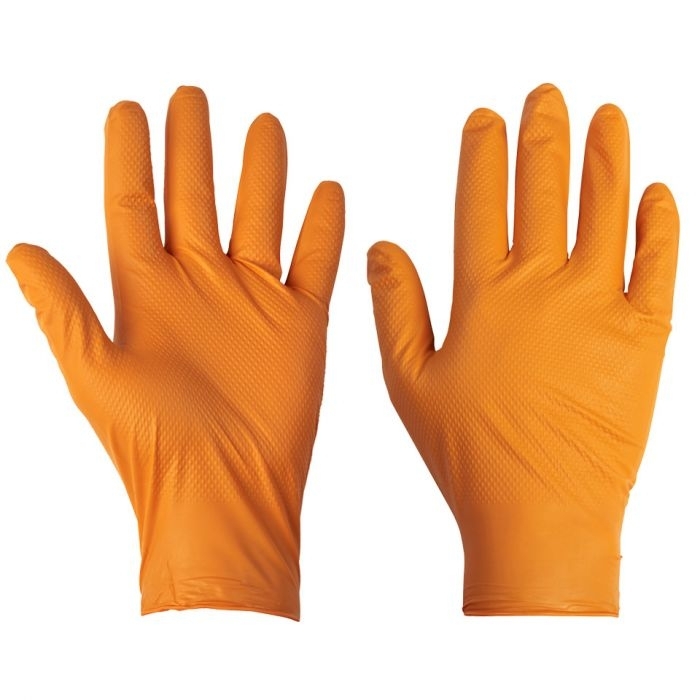 SUPERTOUCH PG-901 ORANGE DISPOSABLE NITRILE DIAMOND GRIP GLOVES