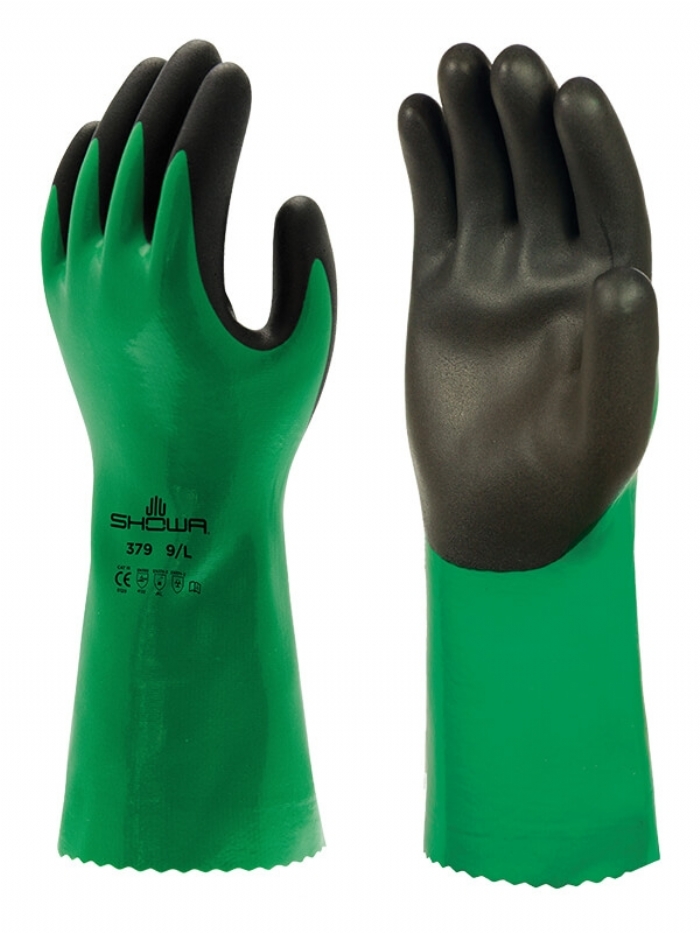  SHOWA 379 CHEMICAL RESISTANT NITRILE FOAM GAUNTLET GLOVES