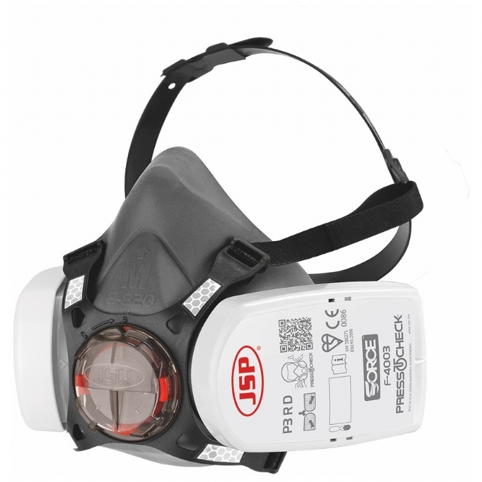 JSP Force 8 Half Mask Respirator with Press to Check P3 Construction Dust Filters