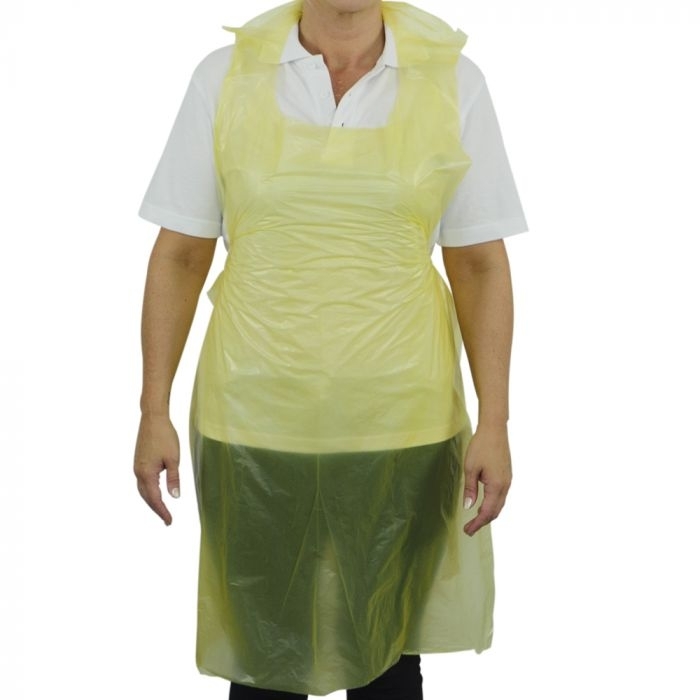 Premium Polythene Aprons on a Roll - Yellow