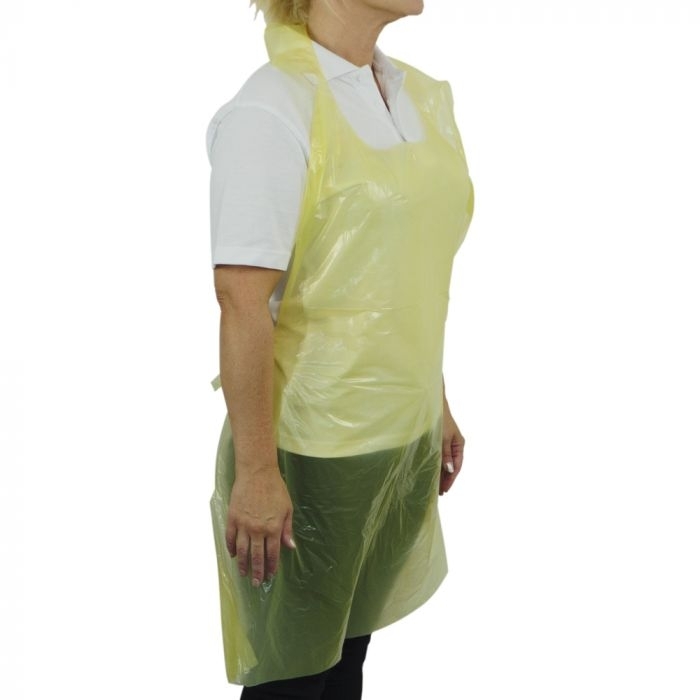 Premium Polythene Aprons in a Dispenser Pack - Yellow