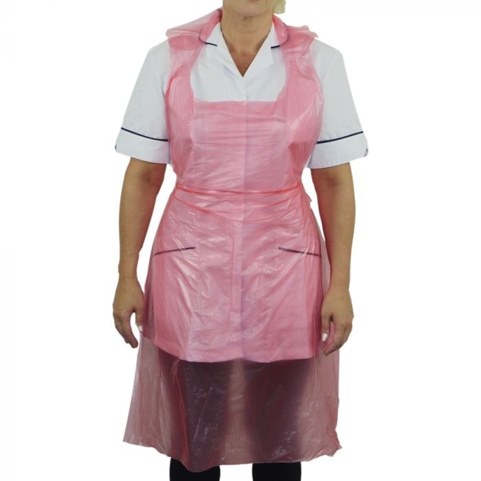 Premium Polythene Aprons on a Roll - Red