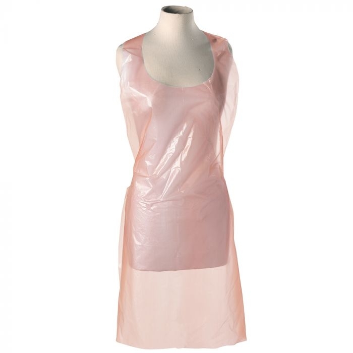 Premium Longer Length Polythene Aprons on a Roll - Pink