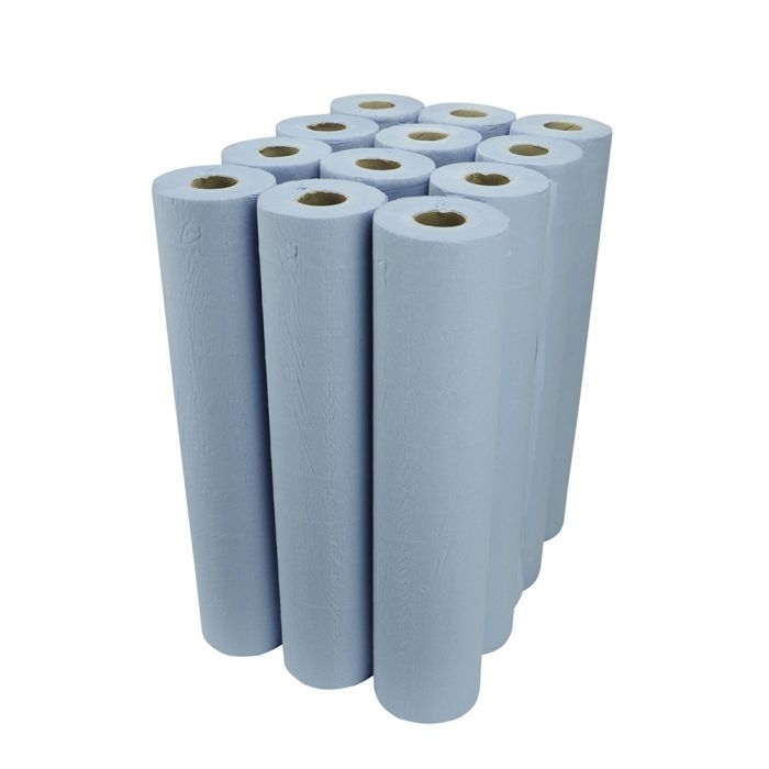 Essentials 2ply 20'' Blue Couch Rolls - Case of 12