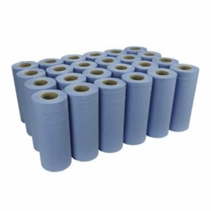 Essentials 2ply 10'' Blue Wiper Rolls - Case of 24