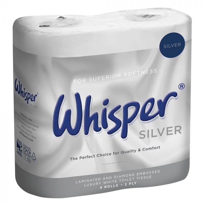 Whisper Silver Luxury 2ply Toilet Rolls - Case of 40