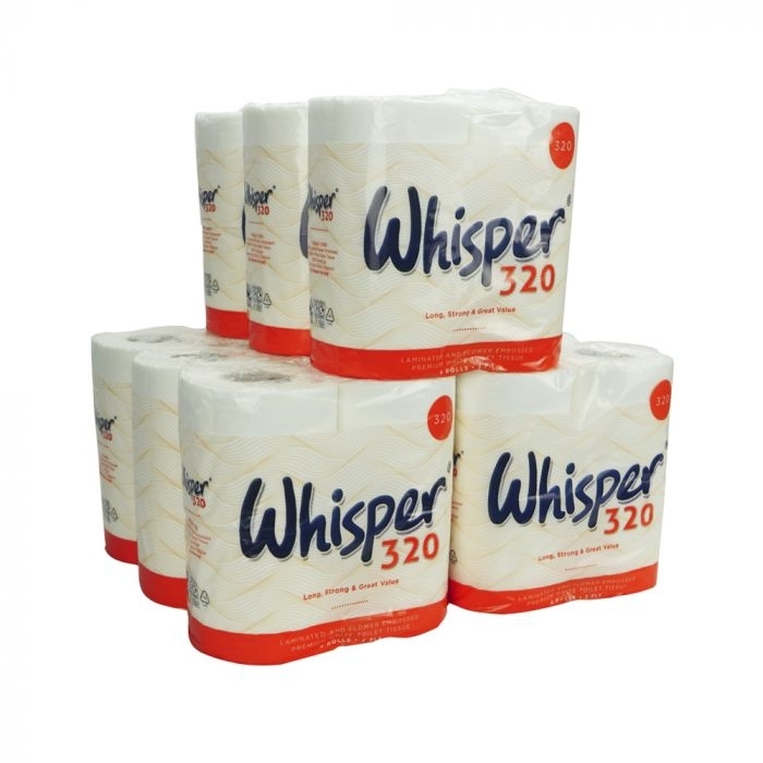 Whisper 320 2ply Toilet Rolls - Case of 36