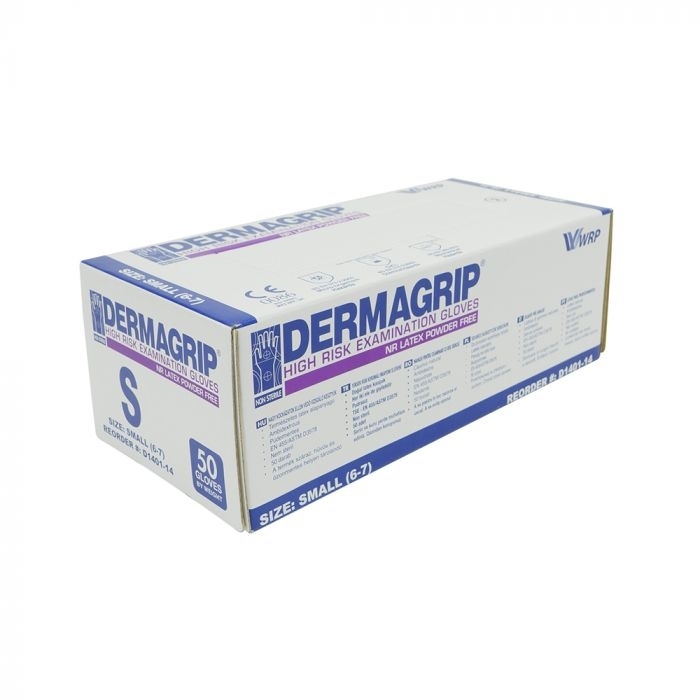 Dermagrip High Risk Powder Free Blue Latex Gloves