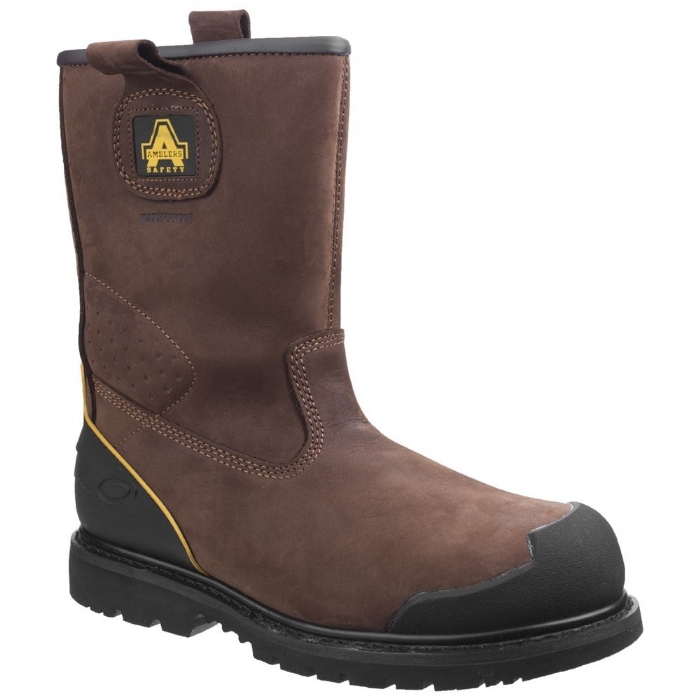 Amblers Waterproof Nubuck Welted Rigger Work Boot Brown FS223