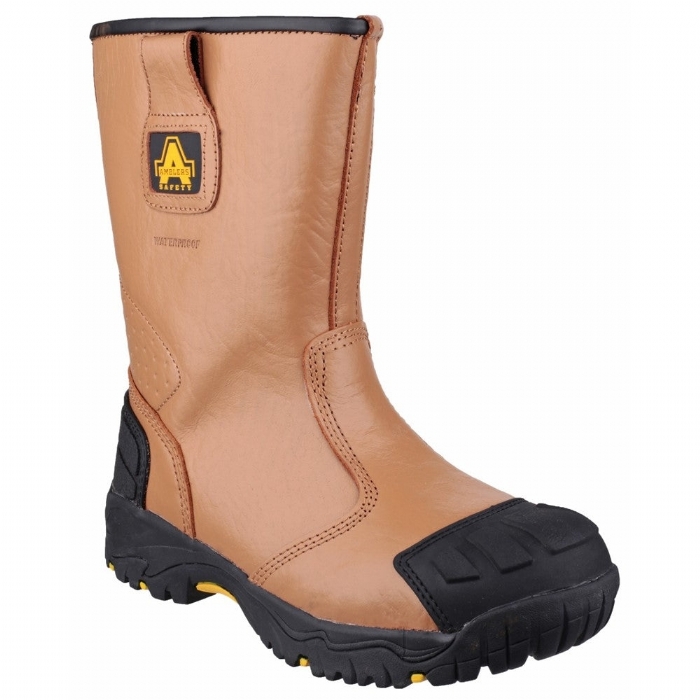 Amblers S3 WP Waterproof Safety Rigger Work Boot Tan FS143