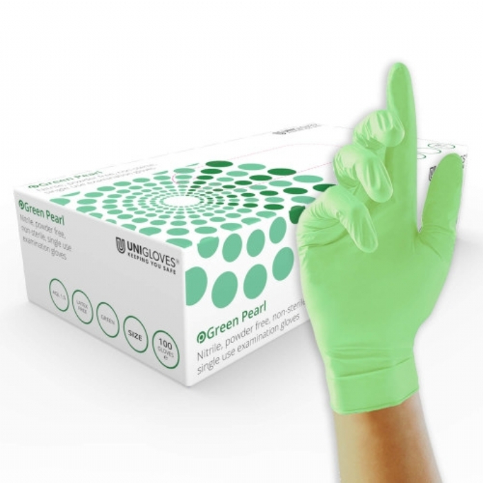 Green Pearl Nitrile Powder Free Tattooist Gloves