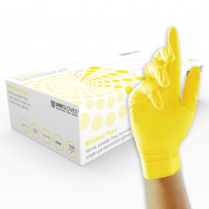 Yellow Pearl Nitrile Powder Free Tattooist Gloves 