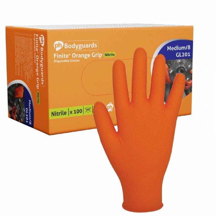 Finite Orange Grip Nitrile Gloves