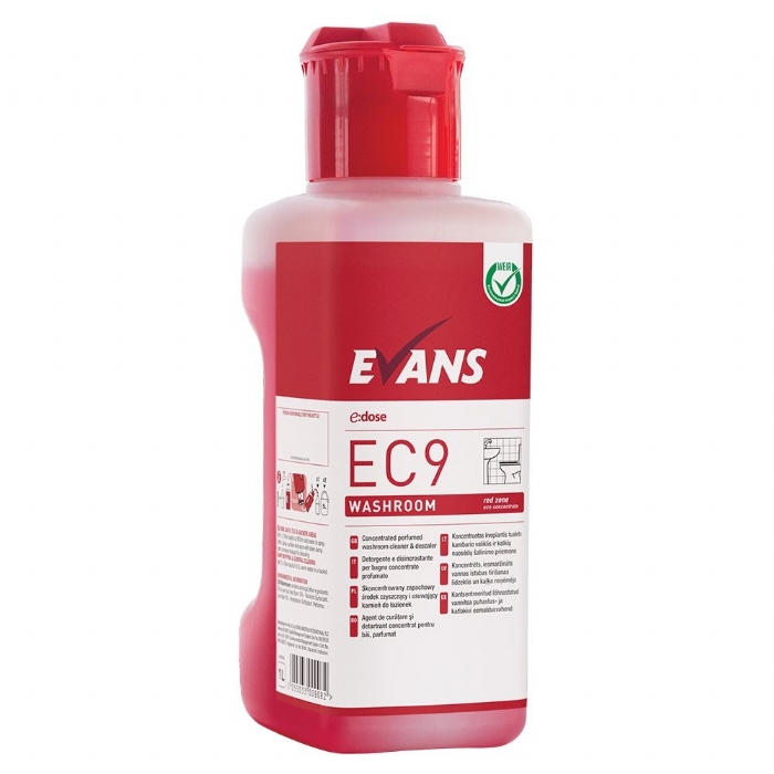 Evans e:dose EC9 Washroom Cleaner Disinfectant Super Concentrate 1 Litre