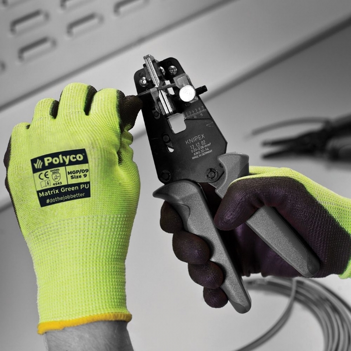 Matrix Green PU Palm Coated Cut Resistant Glove