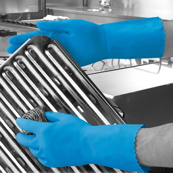  Optima Medium weight Flocklined Rubber Glove