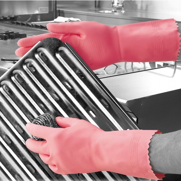  Optima Medium weight Flocklined Rubber Glove