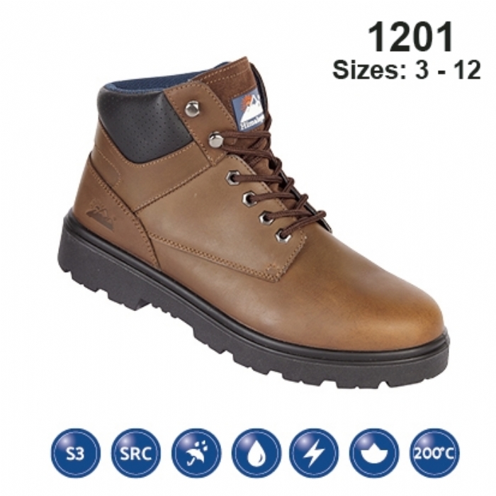 TOESAVERS Brown Nubuck Leather Safety Boot