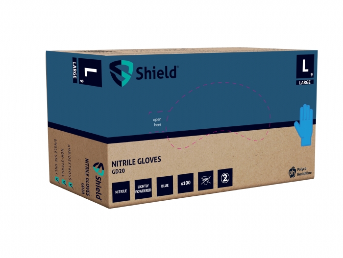 GD20 Blue nitrile powdered disposable glove