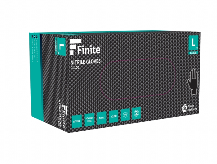 GL100 Finite Black Nitrile Gloves