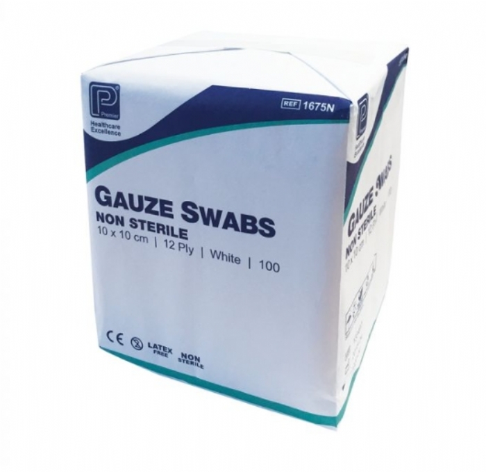 Premier 12ply Non Sterile Gauze Swabs - 10cm x 10cm