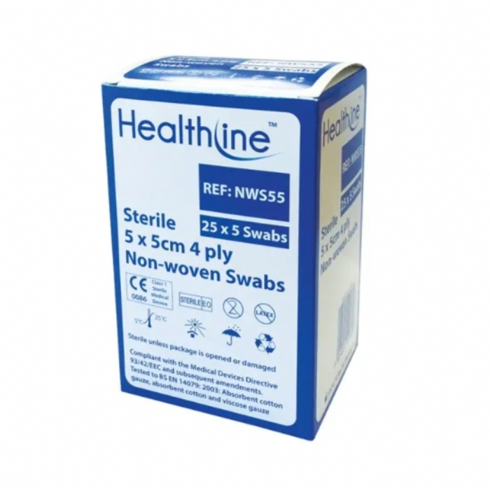 Healthline Sterile Non Woven Swabs - 5cm x 5cm