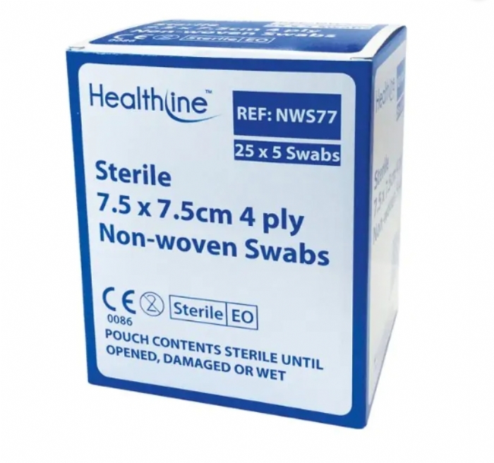 Healthline Sterile Non Woven Swabs - 7.5cm x 7.5cm