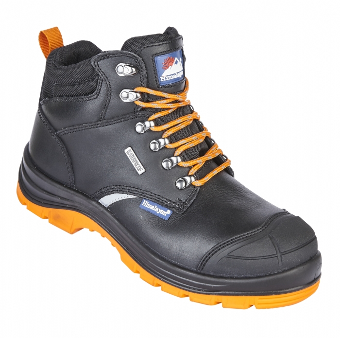 HIMALAYAN  Black Leather Upper Reflecto Waterproof Safety Boot With Steel Midsole And Toecap 