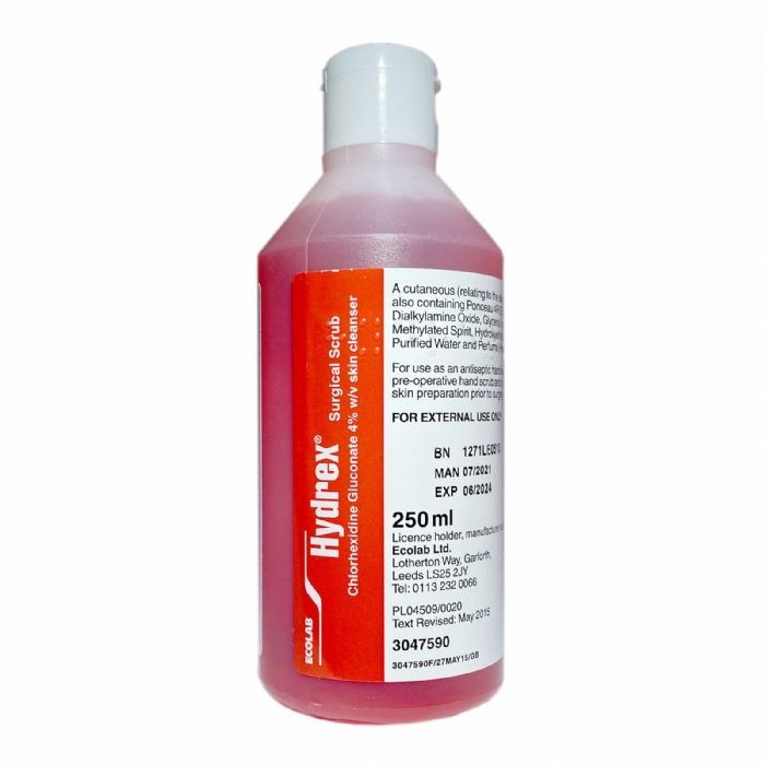 Hydrex Surgical Scrub 250ml – Antimicrobial Chlorhexidine Skin Cleanser – Case of 12